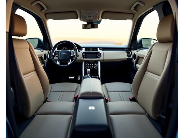 Before & After: The interior of a family SUV, half showing spills and crumbs, and the other half showing spotless, vacuumed surfaces with clean leather